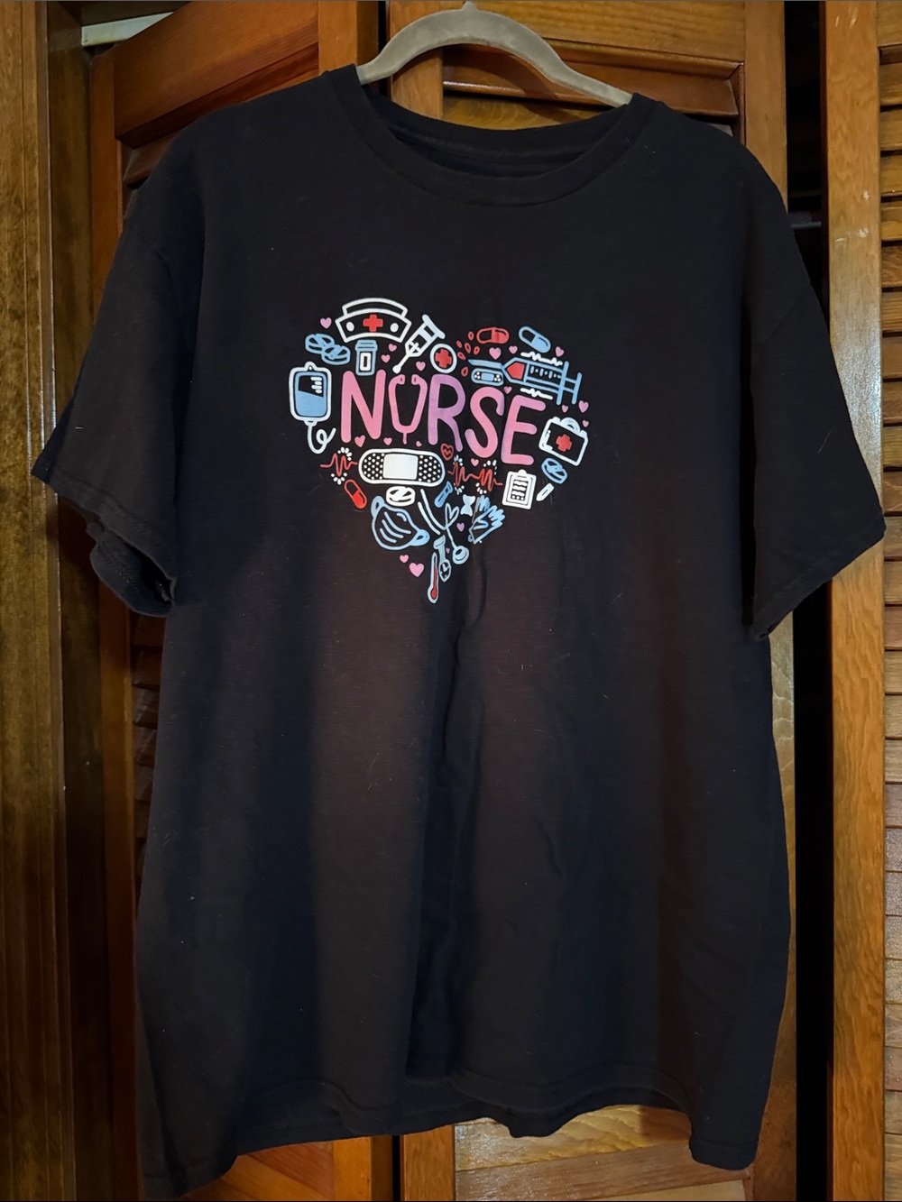 Nurse Heart Graphic Tee in Black and Pink